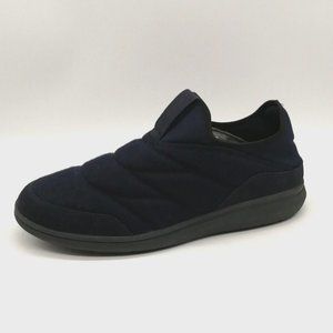 Florsheim Mens Slip On Sneaker Navy Blue Quilted Low Wedge‎ Heel Round Toe 11.5M